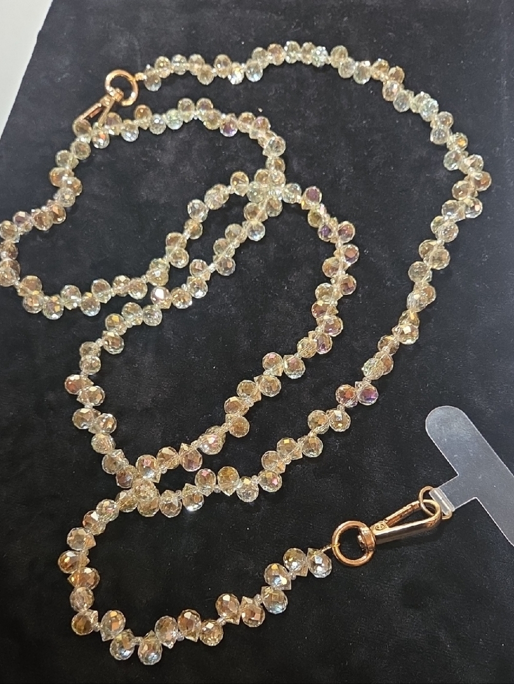 48 Inch Iridescent Crystal Beaded Necklace Lanyard